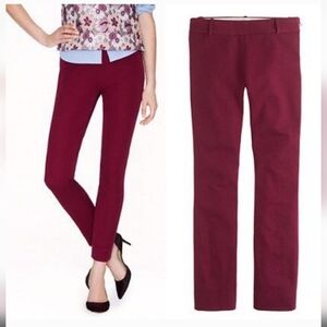 J.Crew Maroon Red Minnie Slim Fit Trouser Pant size 0